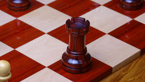 The Repro of 1973 Petropolis Interzonal Tournament World Chess Championship Weighted Chessmen in Padauk & Boxwood 4.25" - 2000 Grams Weight