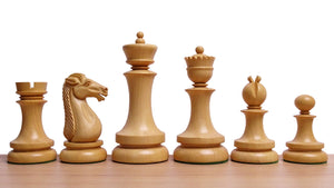 4.5 Inch Dublin Pattern Historical Luxury Triple Weighted Chess Pieces in Ebony & Boxwood with Two King Finials