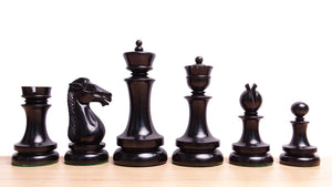 4.5" Dublin Pattern Historical Luxury Triple Weighted Chess Pieces in Ebony & Boxwood with Interchangeable King Finials - 2250 grams