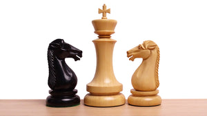 4.5 Inch Dublin Pattern Historical Luxury Triple Weighted Chess Pieces in Ebony & Boxwood with Two King Finials