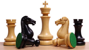 4.5" Dublin Pattern Historical Luxury Triple Weighted Chess Pieces in Ebony & Boxwood with Interchangeable King Finials - 2250 grams