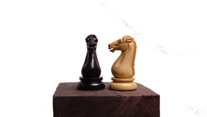 4.5 Inch Dublin Pattern Historical Luxury Triple Weighted Chess Pieces in Ebony & Boxwood with Two King Finials