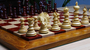 The Zeus Series Luxury Chess Pieces Triple Weighted in Padauk Wood and Boxwood - 4.20 inch King