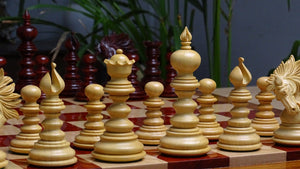 The Zeus Series Luxury Chess Pieces Triple Weighted in Padauk Wood and Boxwood - 4.20 inch King