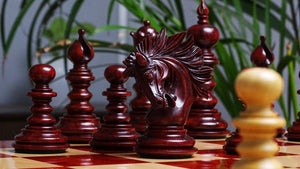 The Zeus Series Luxury Chess Pieces Triple Weighted in Padauk Wood and Boxwood - 4.20 inch King