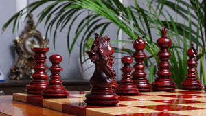 The 4.2" Zeus Series Luxury Chess Pieces Triple Weighted in Padauk Wood and Boxwood - 2150 Gram Weight