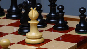 4.5 Inch Dublin Pattern Historical Luxury Triple Weighted Chess Pieces in Ebony & Boxwood with Two King Finials