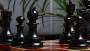 4.5 Inch Dublin Pattern Historical Luxury Triple Weighted Chess Pieces in Ebony & Boxwood with Two King Finials