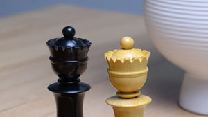 4.5 Inch Dublin Pattern Historical Luxury Triple Weighted Chess Pieces in Ebony & Boxwood with Two King Finials