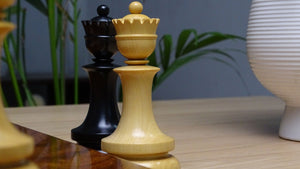 4.5 Inch Dublin Pattern Historical Luxury Triple Weighted Chess Pieces in Ebony & Boxwood with Two King Finials