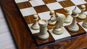 Circa 1950s Soviet Latvian Weighted 3.8 inch Chess Pieces in Ebonized Boxwood - 900 gms Weight