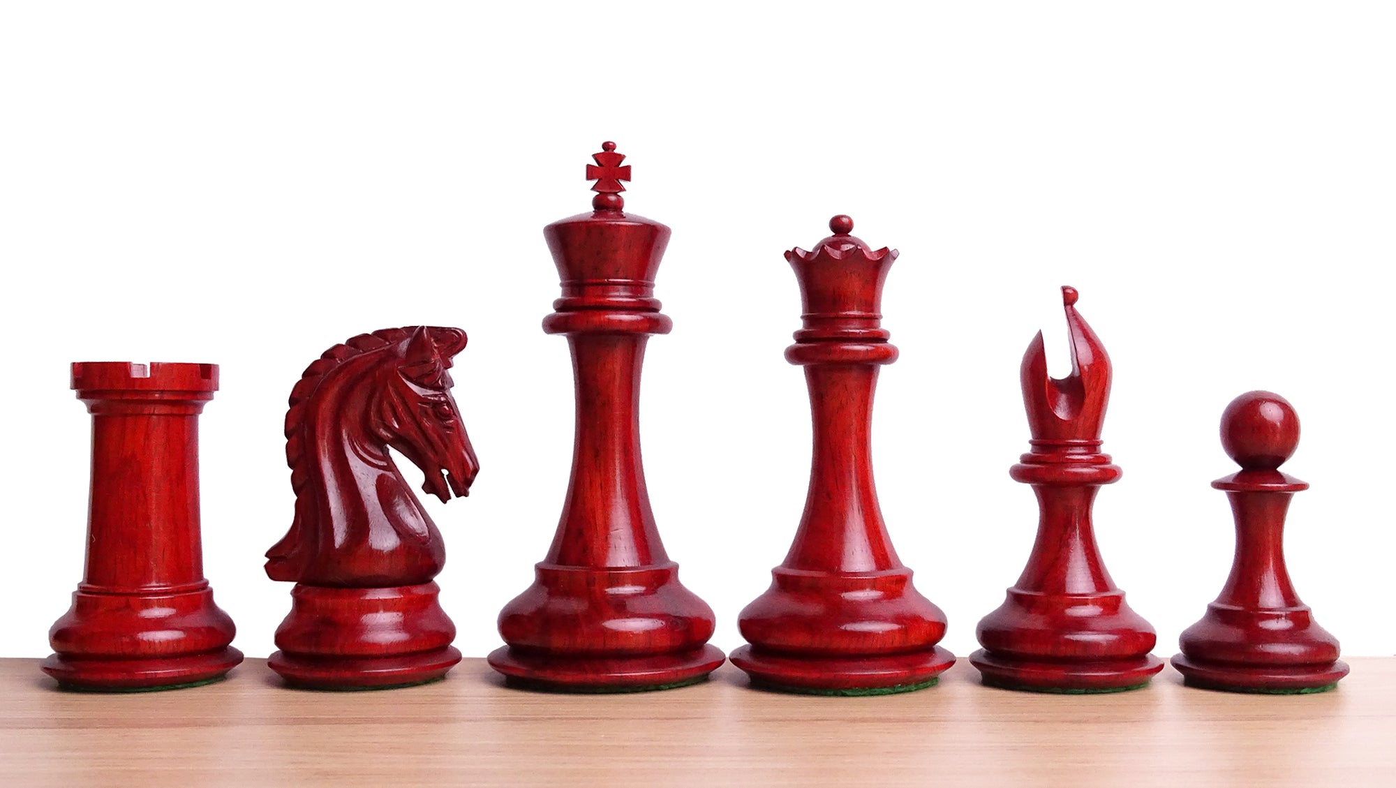 The 4.4 Inch Luxury Imperial Collector Series Artisan Chess Pieces Triple Weighted in Padauk Wood and Boxwood - 1800 GMS