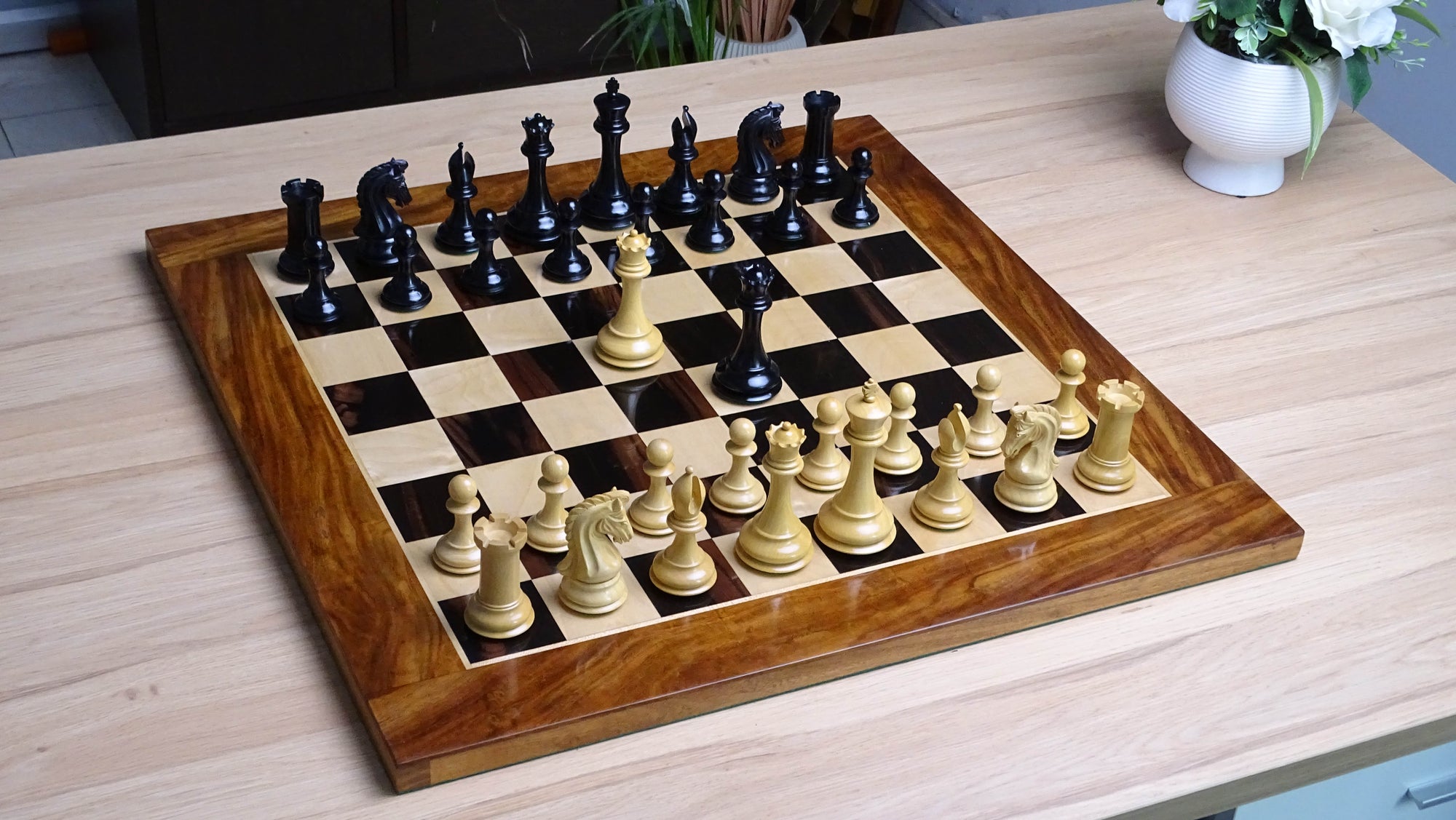 The 4.4 Inch Luxury Imperial Collector Series Artisan Chess Pieces Triple Weighted in Ebony and Boxwood - 1850 GMS