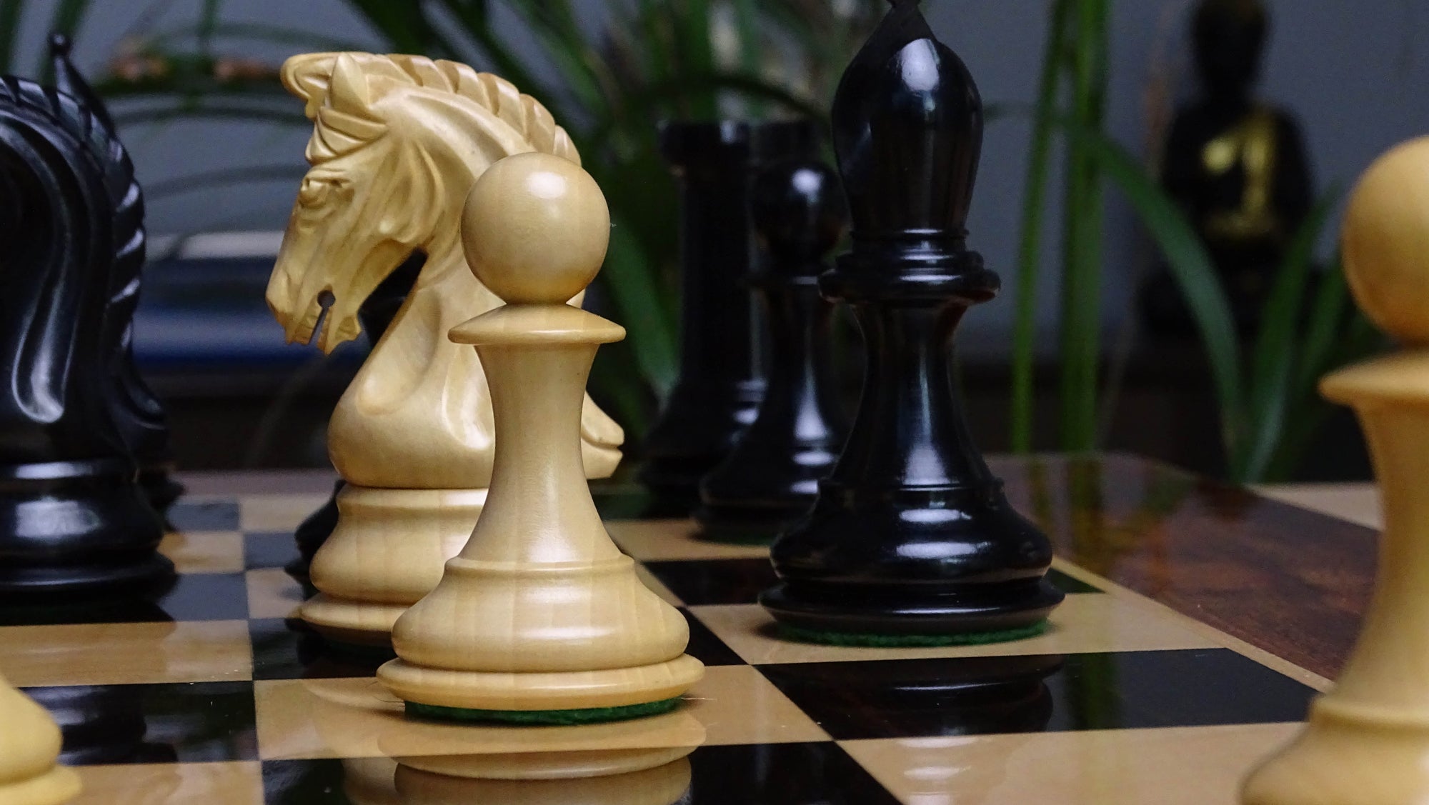 The 4.4 Inch Luxury Imperial Collector Series Artisan Chess Pieces Triple Weighted in Ebony and Boxwood - 1850 GMS