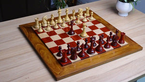 The 4.4 Inch Luxury Imperial Collector Series Artisan Chess Pieces Triple Weighted in Padauk Wood and Boxwood - 1800 GMS