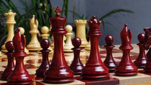 The 4.4 Inch Luxury Imperial Collector Series Artisan Chess Pieces Triple Weighted in Padauk Wood and Boxwood - 1800 GMS