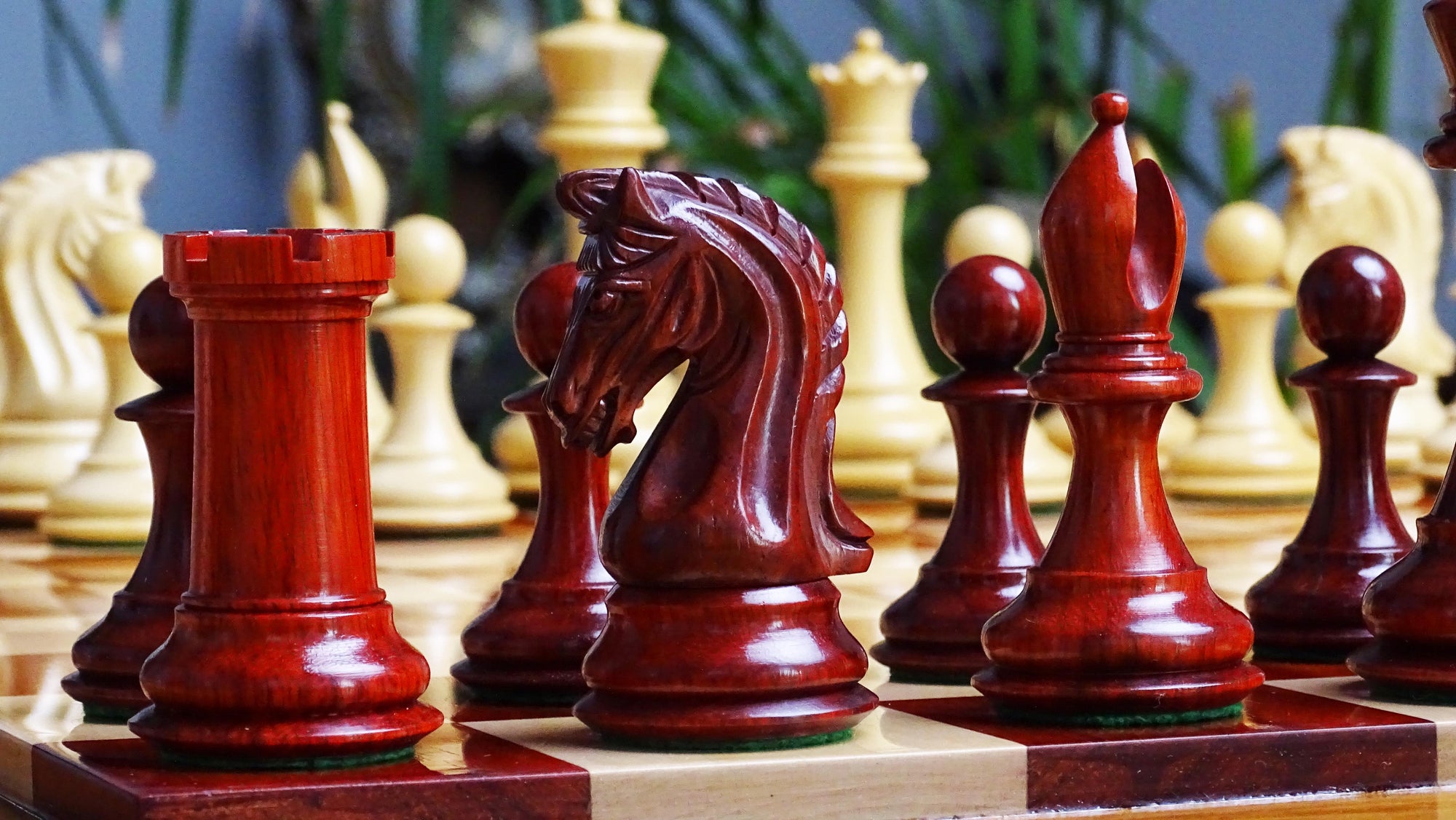 The 4.4 Inch Luxury Imperial Collector Series Artisan Chess Pieces Triple Weighted in Padauk Wood and Boxwood - 1800 GMS