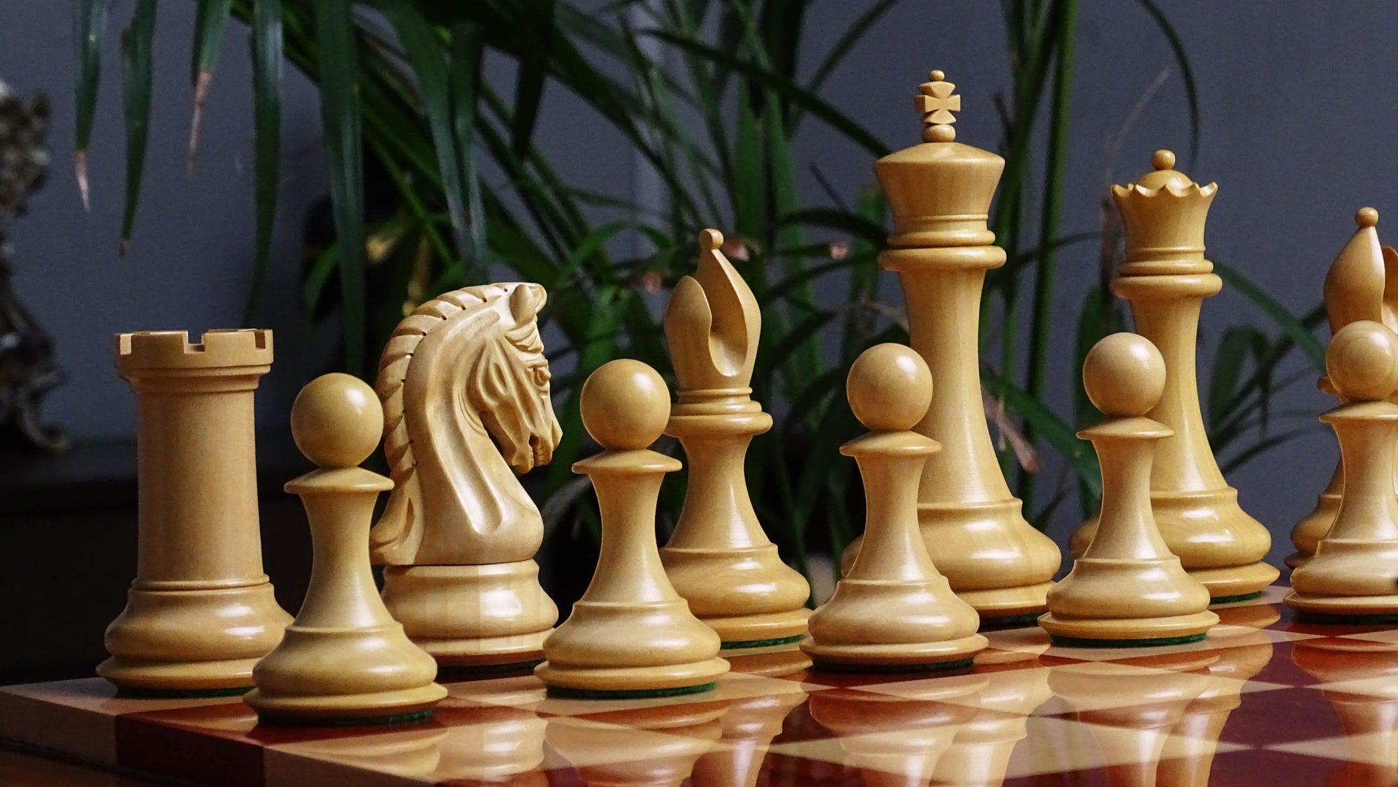 The 4.4 Inch Luxury Imperial Collector Series Artisan Chess Pieces Triple Weighted in Padauk Wood and Boxwood - 1800 GMS