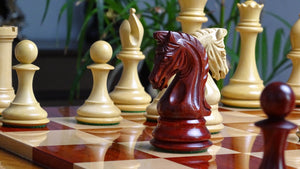 The 4.4 Inch Luxury Imperial Collector Series Artisan Chess Pieces Triple Weighted in Padauk Wood and Boxwood - 1800 GMS