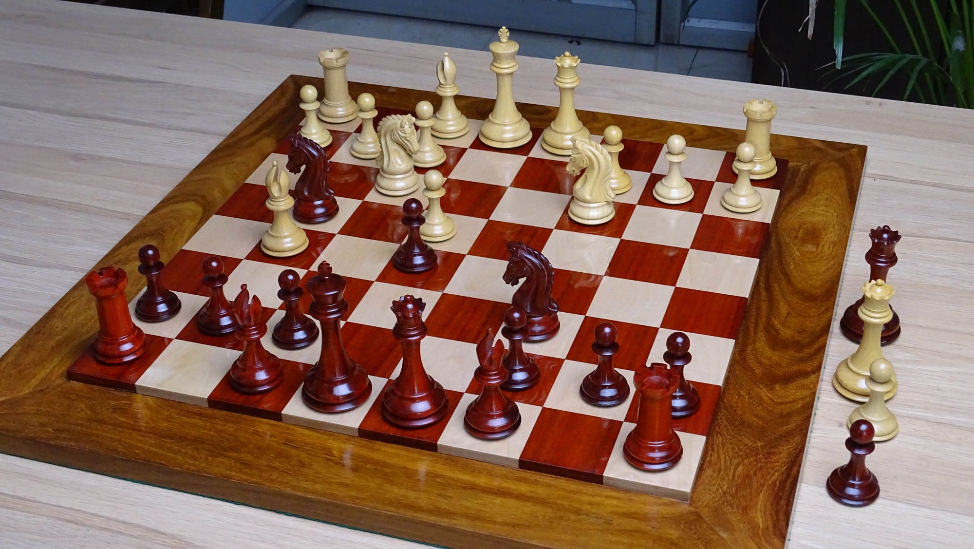 The 4.4 Inch Luxury Imperial Collector Series Artisan Chess Pieces Triple Weighted in Padauk Wood and Boxwood - 1800 GMS