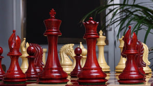 The 4.4 Inch Luxury Imperial Collector Series Artisan Chess Pieces Triple Weighted in Padauk Wood and Boxwood - 1800 GMS