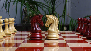 The 4.4 Inch Luxury Imperial Collector Series Artisan Chess Pieces Triple Weighted in Padauk Wood and Boxwood - 1800 GMS