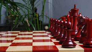 The 4.4 Inch Luxury Imperial Collector Series Artisan Chess Pieces Triple Weighted in Padauk Wood and Boxwood - 1800 GMS