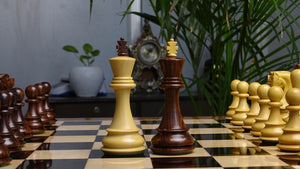 1959 World Chess Championship Russian Zagreb Weighted 3.8" Chess Pieces in Sheesham / Natural Boxwood - 1300 Grams Weight