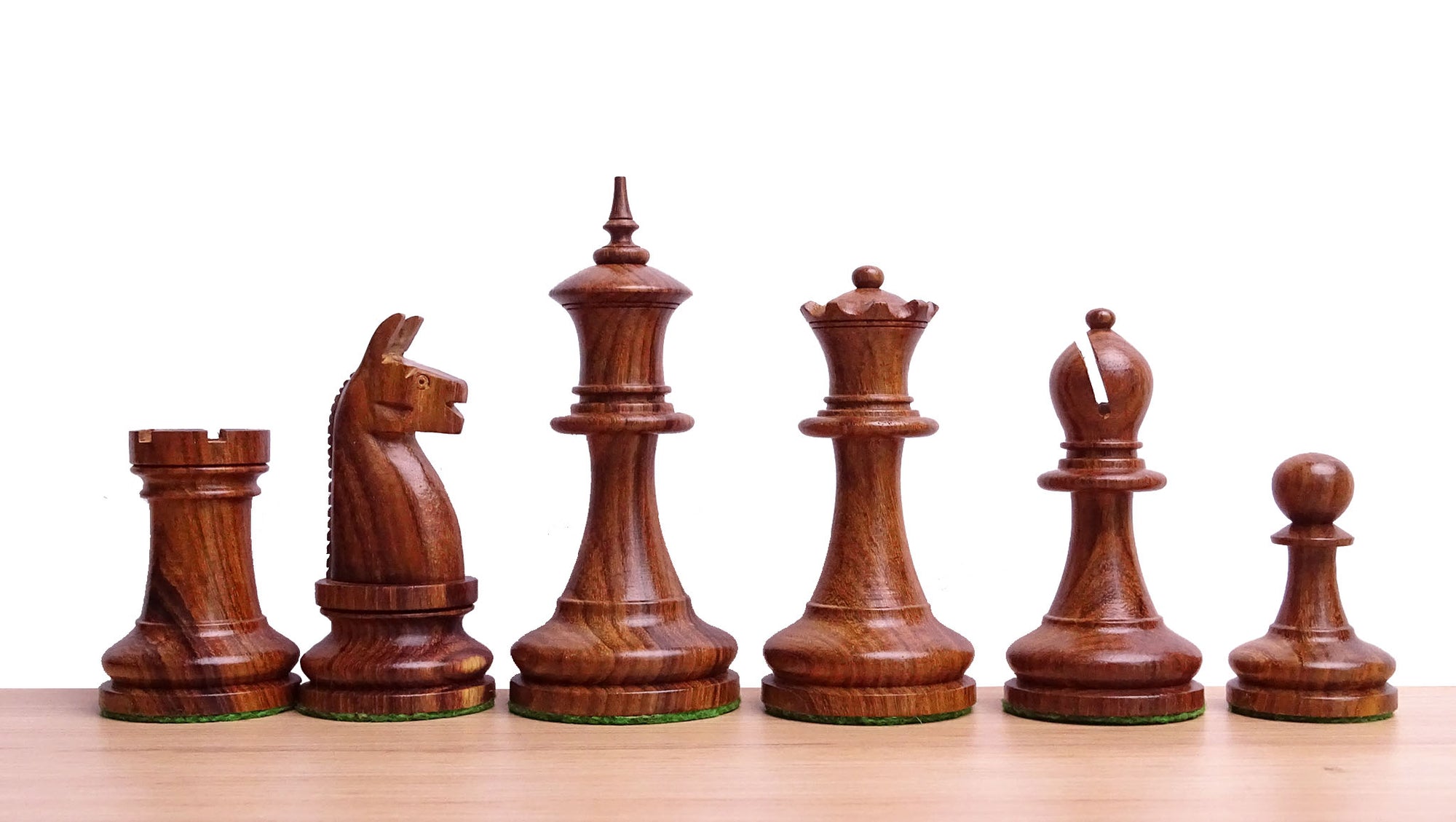 1904 Reproduced American Chess Company's Tournament 3.8 Inch Chess Pieces in Sheesham & Natural Boxwood - 1000 Grams Weight