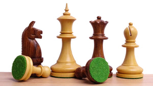 1904 Reproduced American Chess Company's Tournament 3.8 Inch Chess Pieces in Sheesham & Natural Boxwood - 1000 Grams Weight