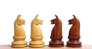 1904 Reproduced American Chess Company's Tournament 3.8 Inch Chess Pieces in Sheesham & Natural Boxwood - 1000 Grams Weight