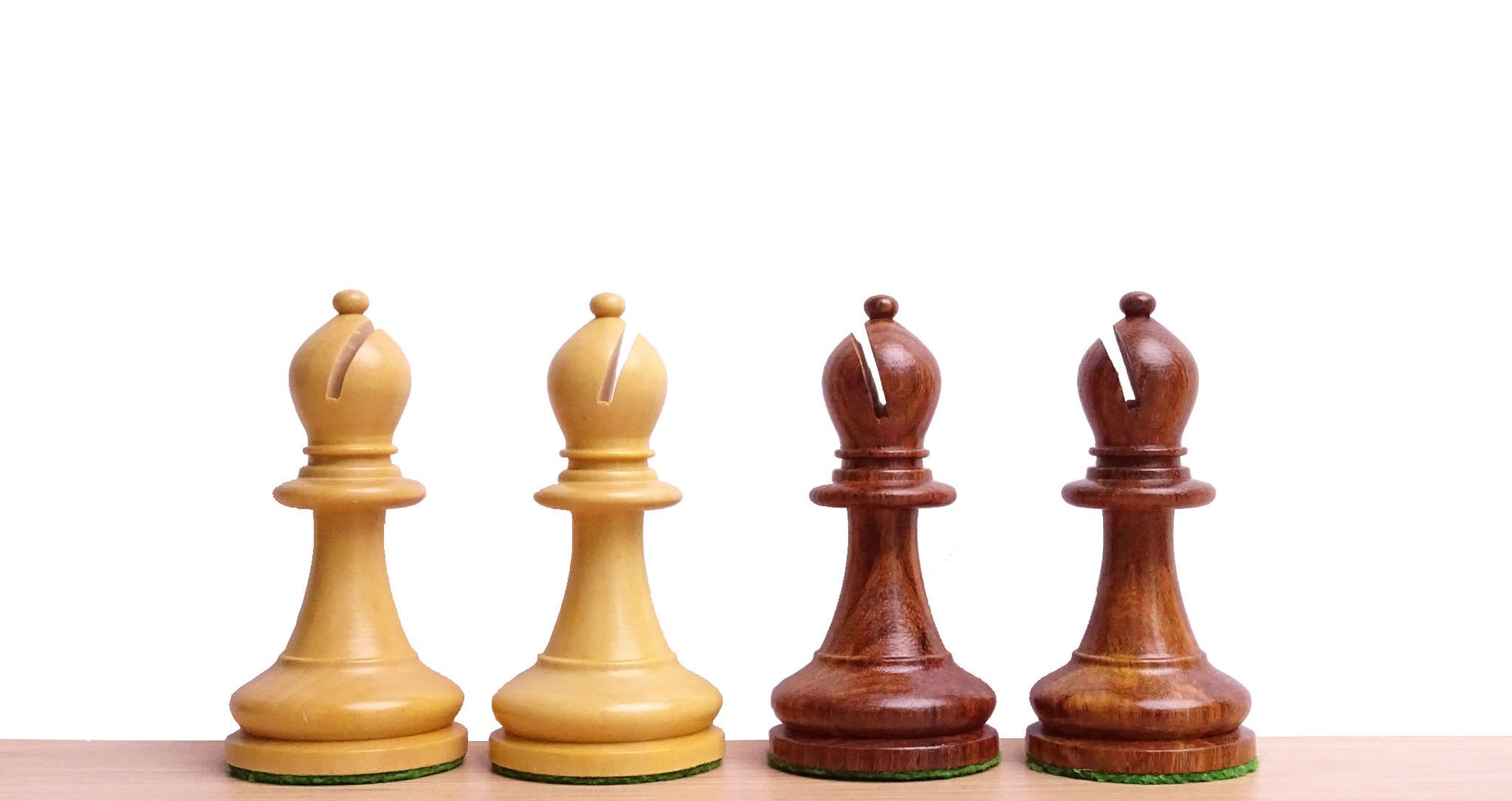 1904 Reproduced American Chess Company's Tournament 3.8 Inch Chess Pieces in Sheesham & Natural Boxwood - 1000 Grams Weight