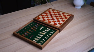 12-Inch Travel Drawer Storage Magnetic Chess Set in Matte Finish - Padauk Wood w/ Extra Queens