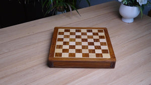 Drawer Storage 12-Inch Travel Magnetic Chess Set in Matte Finish - Sheesham Wood w/ Extra Queens