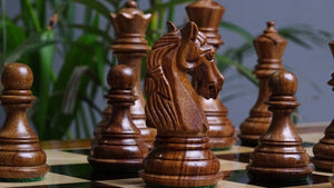 The Old Columbian Series Weighted Chess Pieces in Sheesham Wood and Boxwood 3.8 Inch King - 1000 Grams Weight