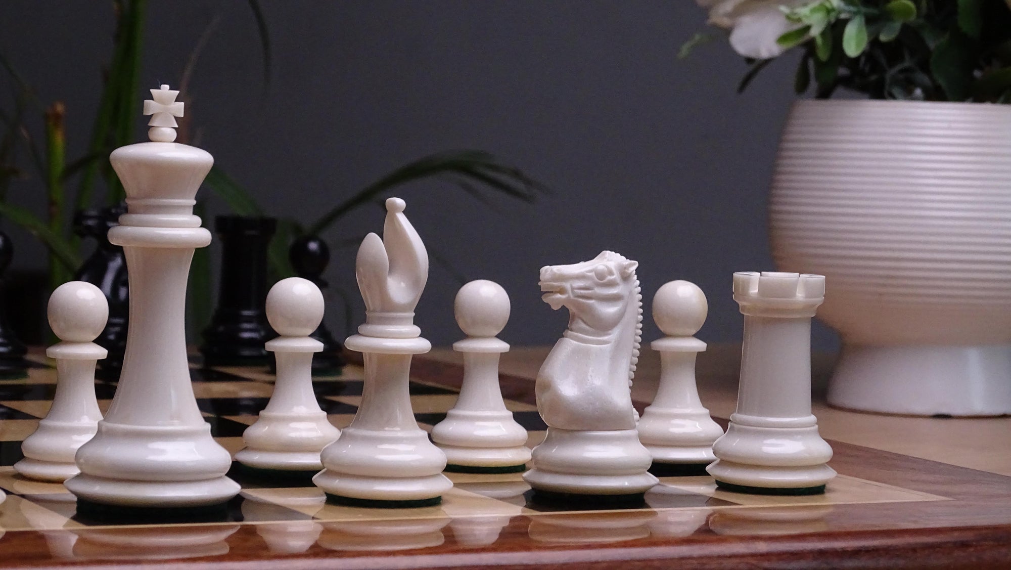 1849 Reproduction Cooke Type 3.5 Inch King Chess Piece in Camel Bone in Varnished White and Black - 800 Gms Weight