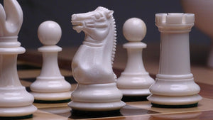 1849 Reproduction Cooke Type 3.5 Inch King Chess Piece in Camel Bone in Varnished White and Black - 800 Gms Weight