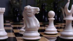 1849 Reproduction Cooke Type 3.5 Inch King Chess Piece in Camel Bone in Varnished White and Black - 800 Gms Weight