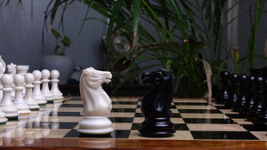 1849 Reproduction Cooke Type 3.5 Inch King Chess Piece in Camel Bone in Varnished White and Black - 800 Gms Weight