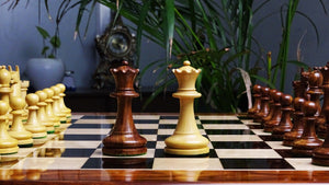 1904 Reproduced American Chess Company's Tournament 3.8 Inch Chess Pieces in Sheesham & Natural Boxwood - 1000 Grams Weight