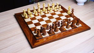 The FIDE Approved Tournament Wooden Chess Pieces in Sheesham & Boxwood 3 ¾ Inch King - 1050 Gms Weight