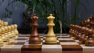 The FIDE Approved Tournament Wooden Chess Pieces in Sheesham & Boxwood 3 ¾ Inch King - 1050 Gms Weight