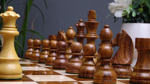 The FIDE Approved Tournament Wooden Chess Pieces in Sheesham & Boxwood 3 ¾ Inch King - 1050 Gms Weight