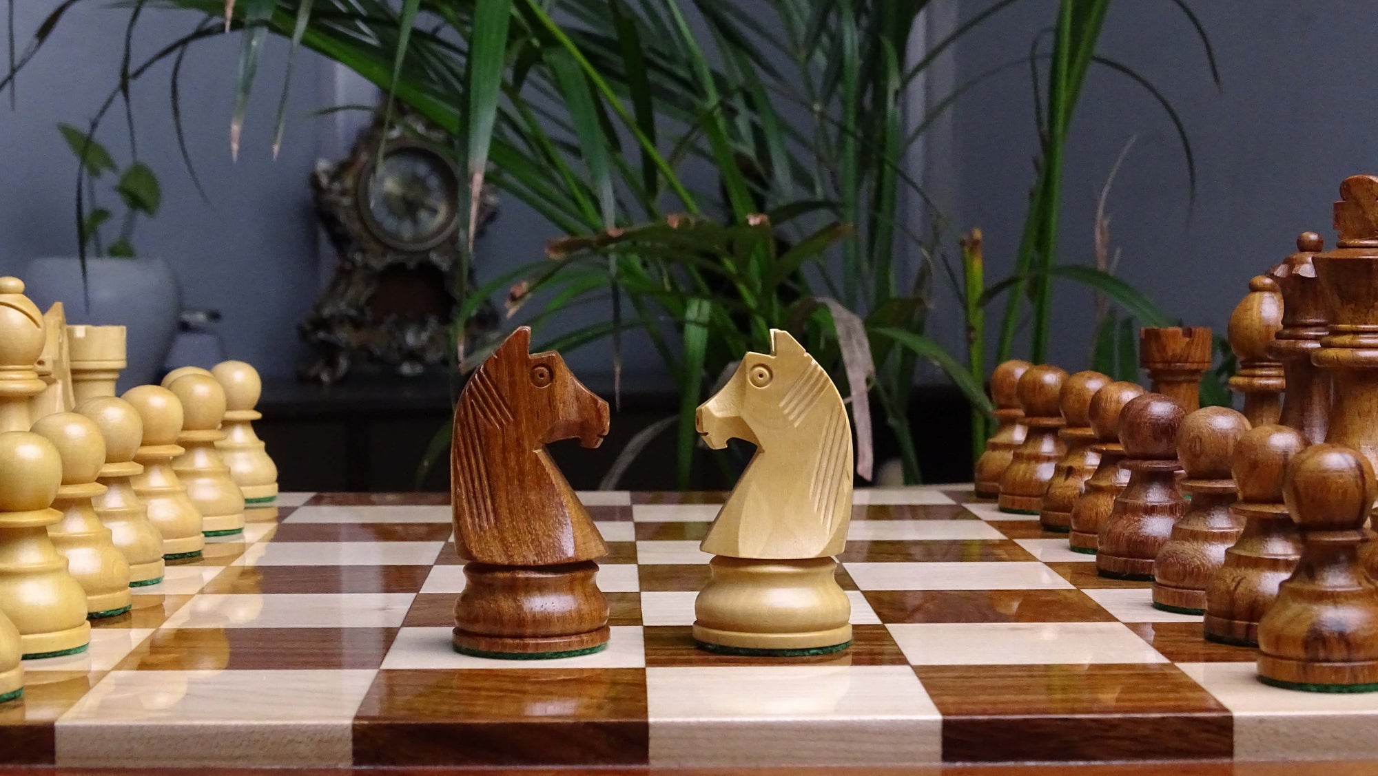 The FIDE Approved Tournament Wooden Chess Pieces in Sheesham & Boxwood 3 ¾ Inch King - 1050 Gms Weight