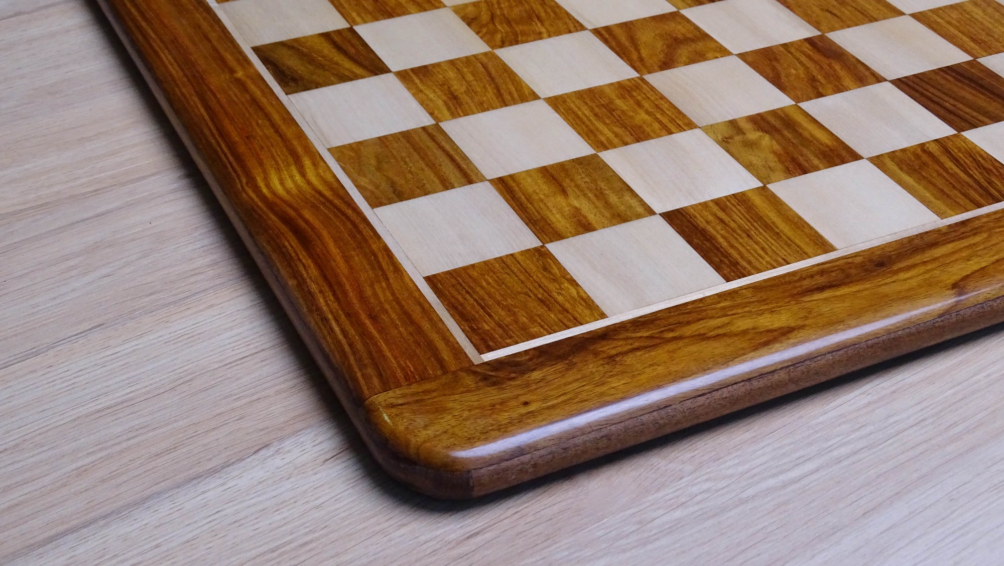 19 inch Solid Wood Chess Board in Sheesham Wood and Maple Wood - 50 mm Square