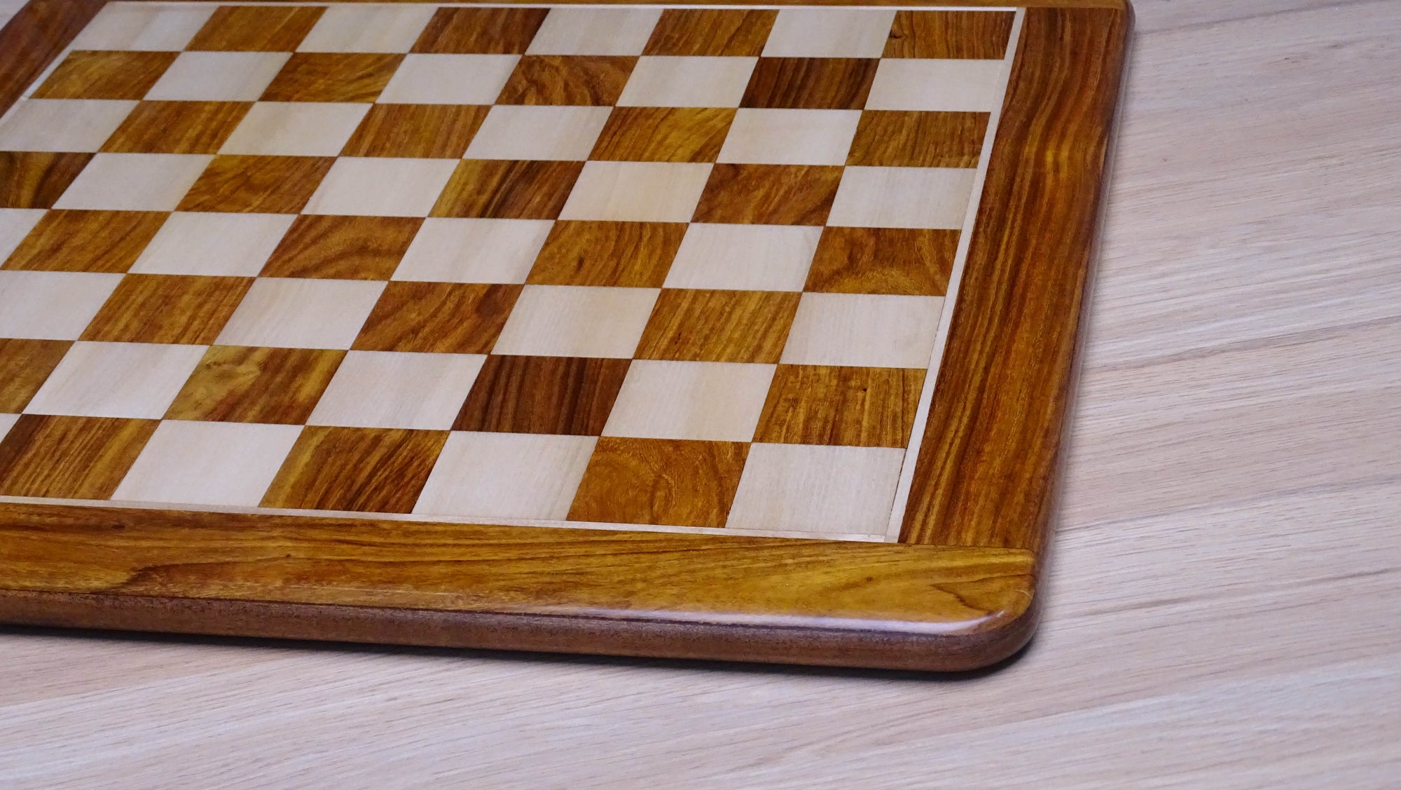 19 inch Solid Wood Chess Board in Sheesham Wood and Maple Wood - 50 mm Square