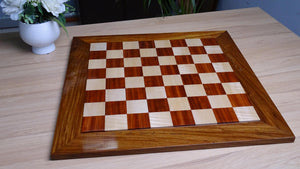 Solid Wooden Indian Chess Board in African Padauk Wood & Maple Wood with Sheesham Wood Border 23" - 58 mm Square