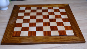 Solid Wooden Indian Chess Board in African Padauk Wood & Maple Wood with Sheesham Wood Border 23" - 58 mm Square