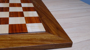 Solid Wooden Indian Chess Board in African Padauk Wood & Maple Wood with Sheesham Wood Border 23" - 58 mm Square