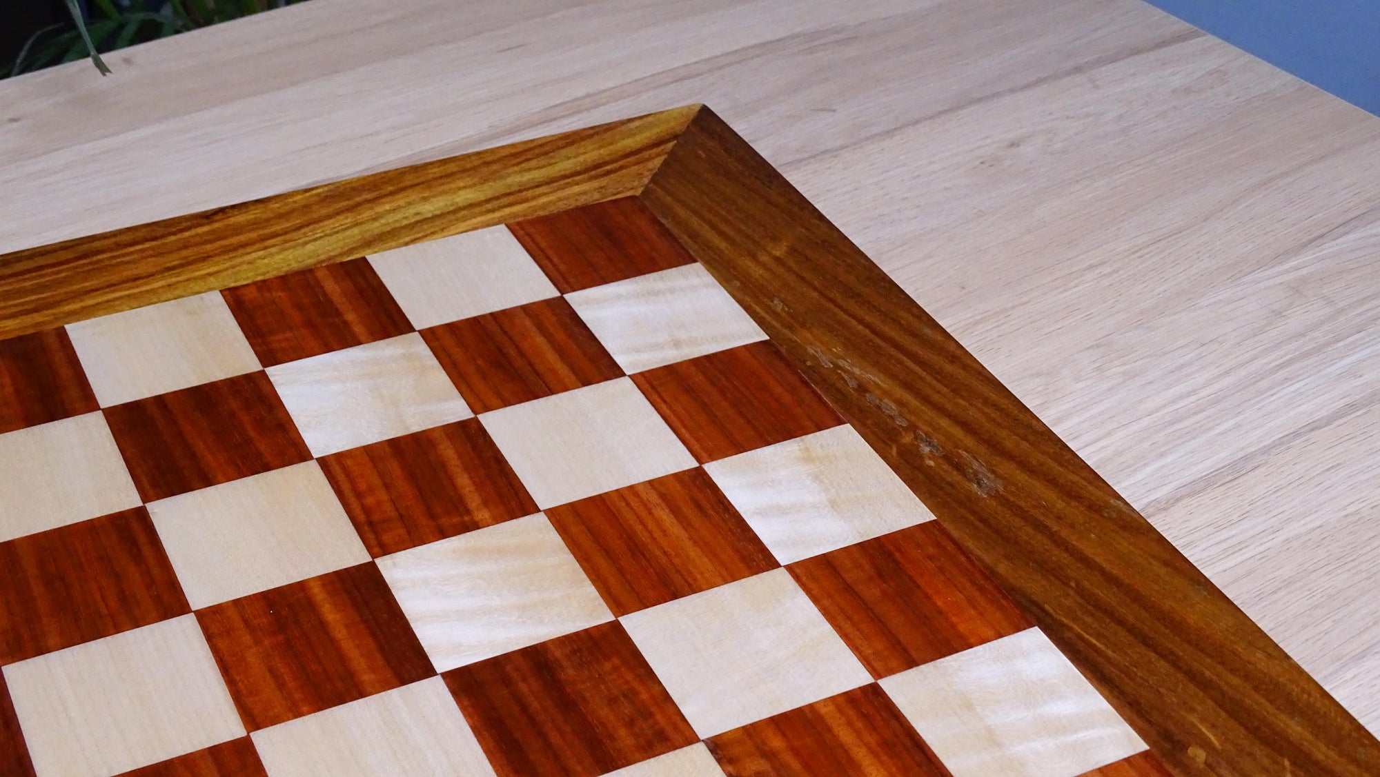 Solid Wooden Indian Chess Board in African Padauk Wood & Maple Wood with Sheesham Wood Border 23" - 58 mm Square